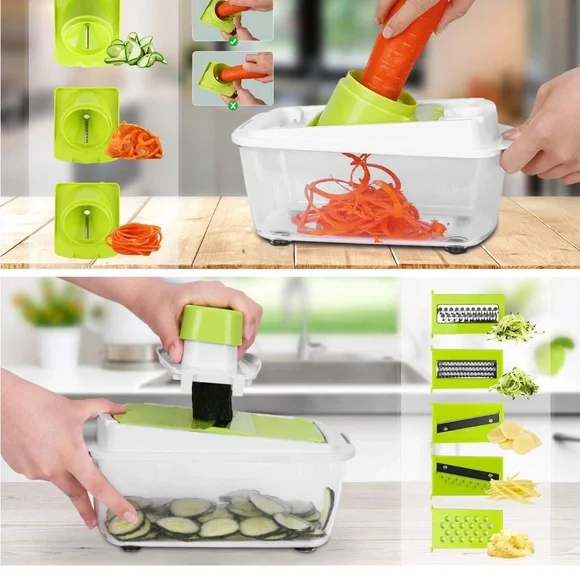 EUC Multi-Functional Kitchen Tools Vegetable Chopper & Slicer Dicer w/ Container - Picture 5 of 8